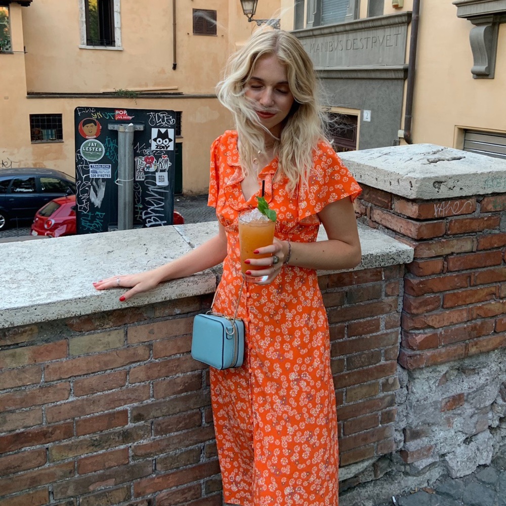 Orange midi dress